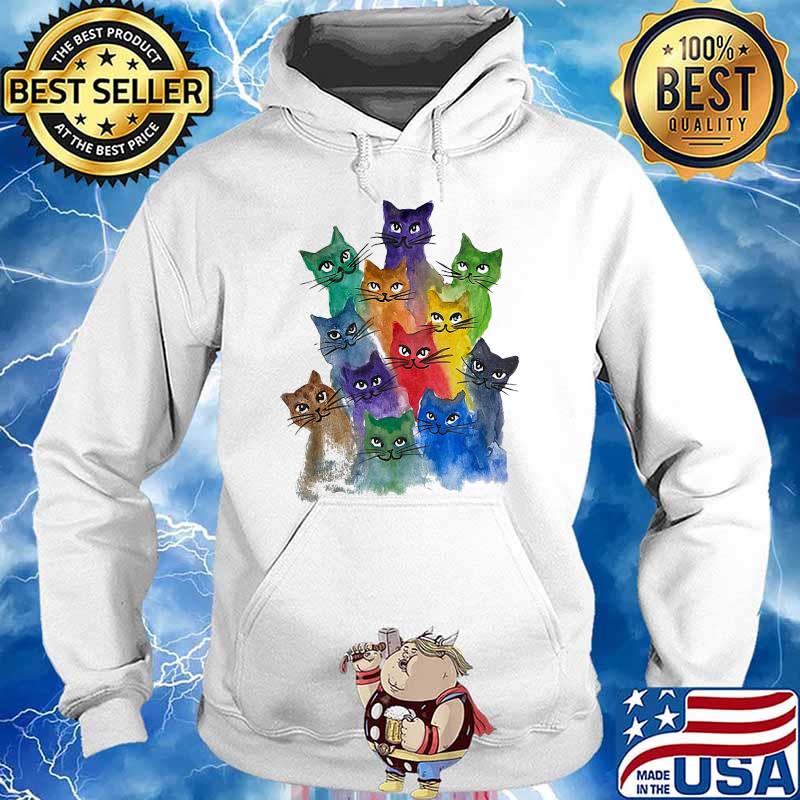 Love Cat colorful rainbow s Hoodie
