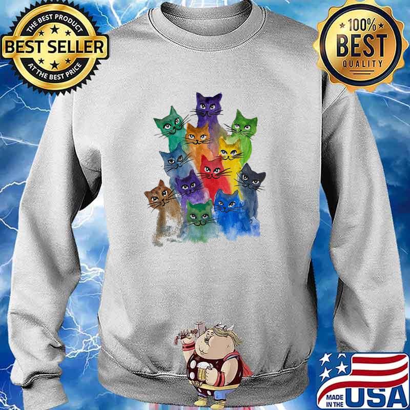 Love Cat colorful rainbow s Sweater