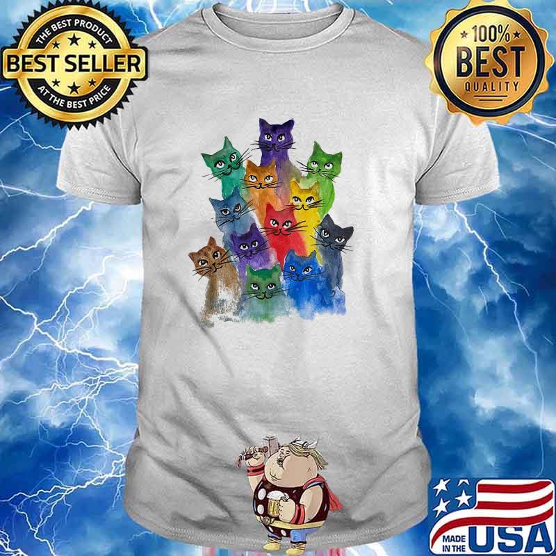 Love Cat colorful rainbow shirt
