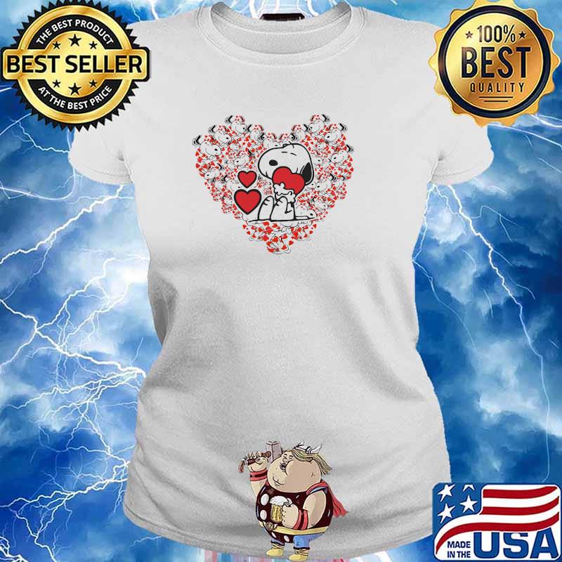 Love snoopy heart red s Ladies tee