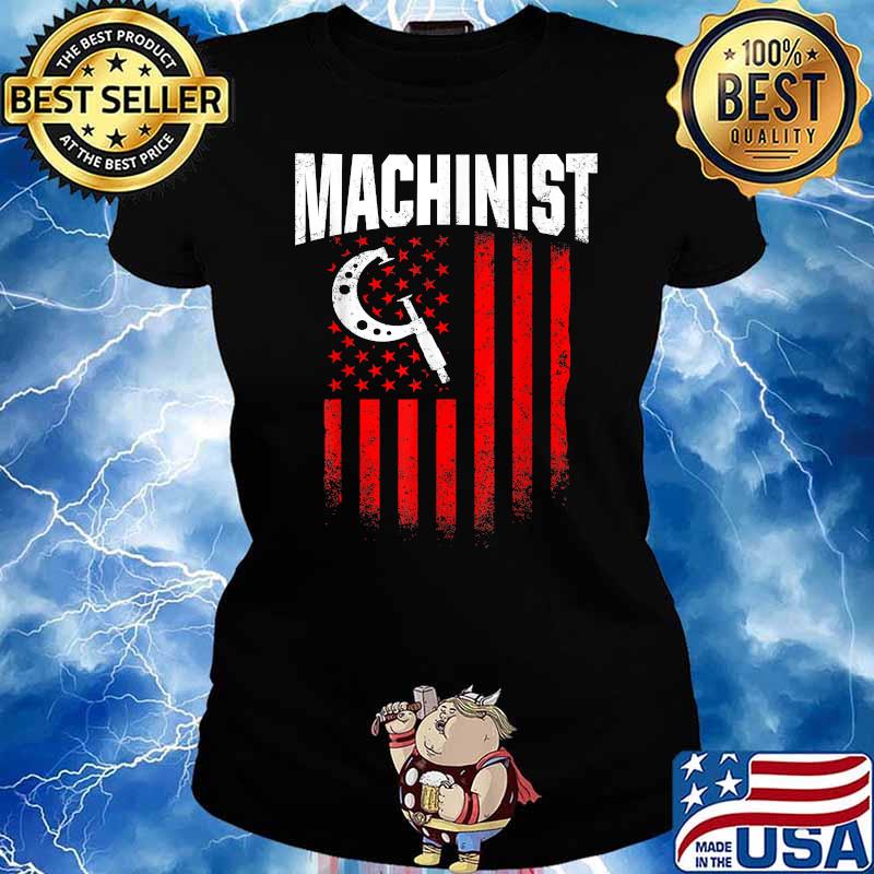 Machinist Operator Machining American Flag T-Shirt Ladies tee