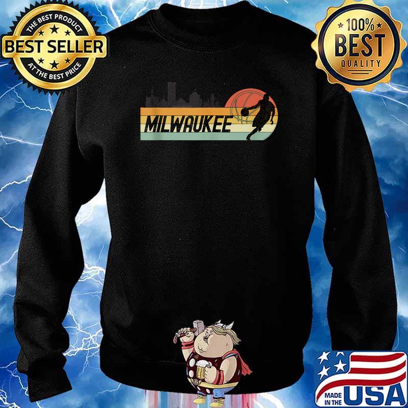 Milwaukee WI Cityscape Retro Sun Basketball Vintage Shirt Sweater