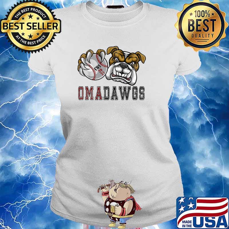OmaDawgs OmaDogs Mississippi Baseball Distressed T-Shirt Ladies tee