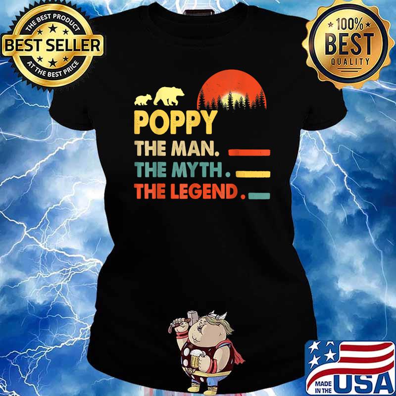 Poppy The Man The Myth The Legend Daddy Bear Vintage Sunset T-Shirt Ladies tee
