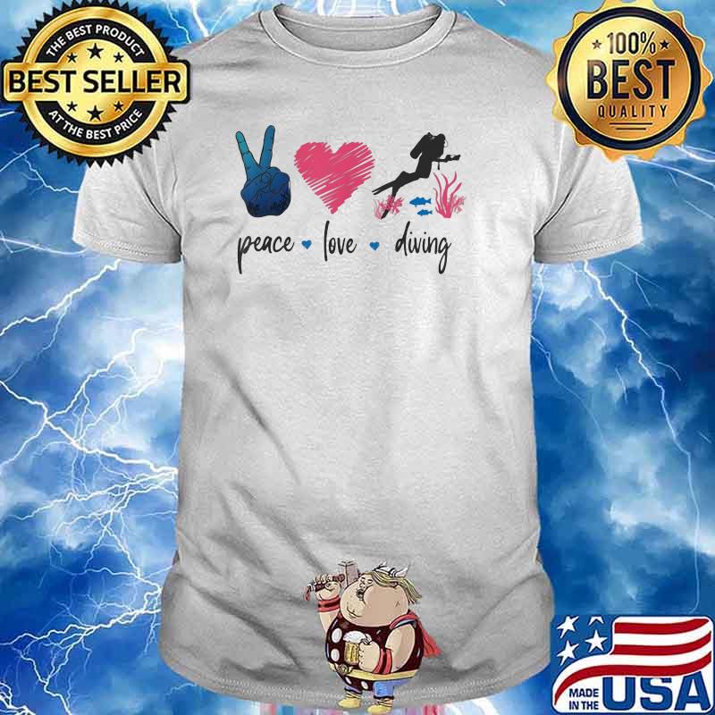 Scuba Diver Down Girl Peace Love Diving Shirt