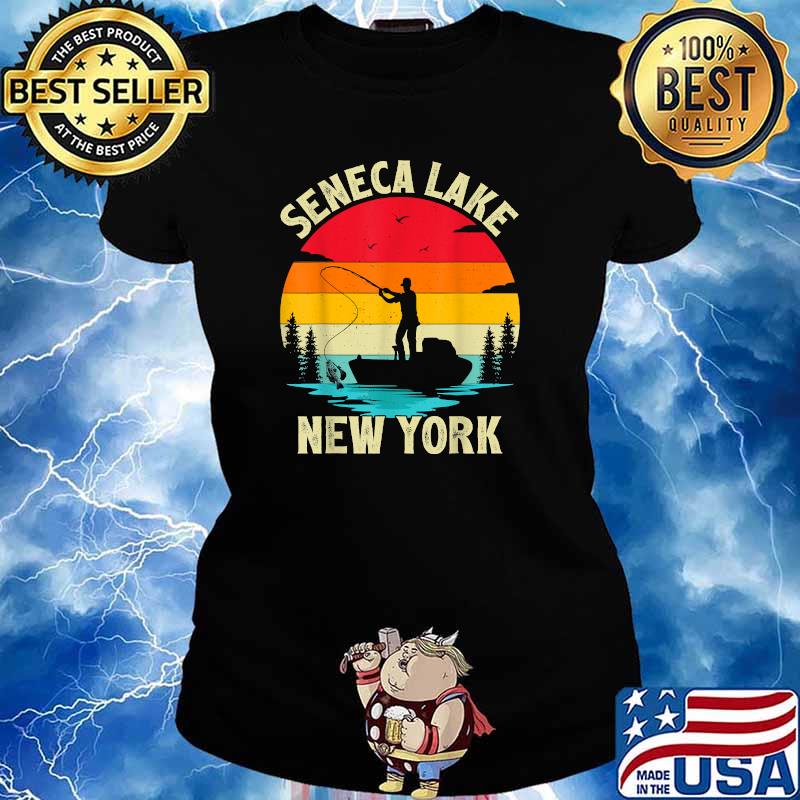 Seneca Lake New York Summer Vacation Fishing Vintage T-Shirt Ladies tee