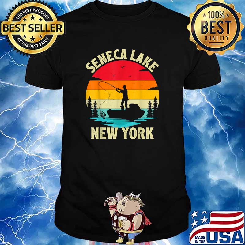 Seneca Lake New York Summer Vacation Fishing Vintage T-Shirt