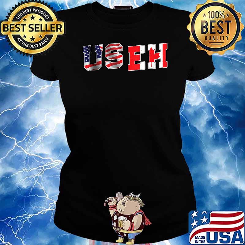 USEH Shirt Funny Canada America Flag Shirt Ladies tee