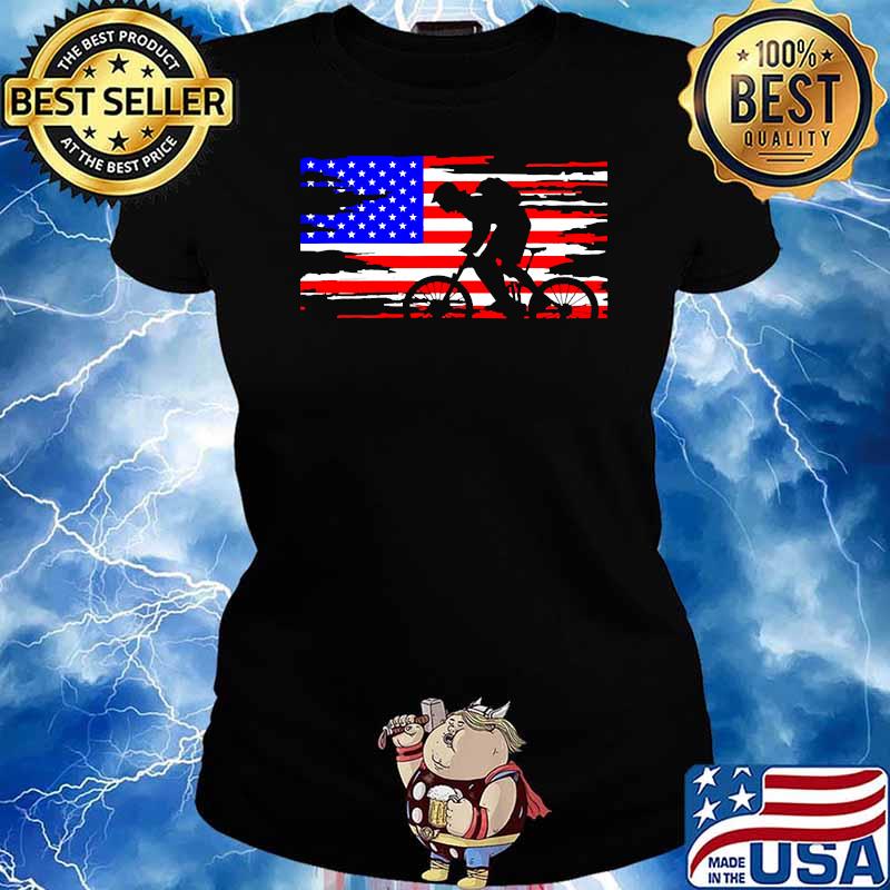 American flag mountain biking s Ladies tee