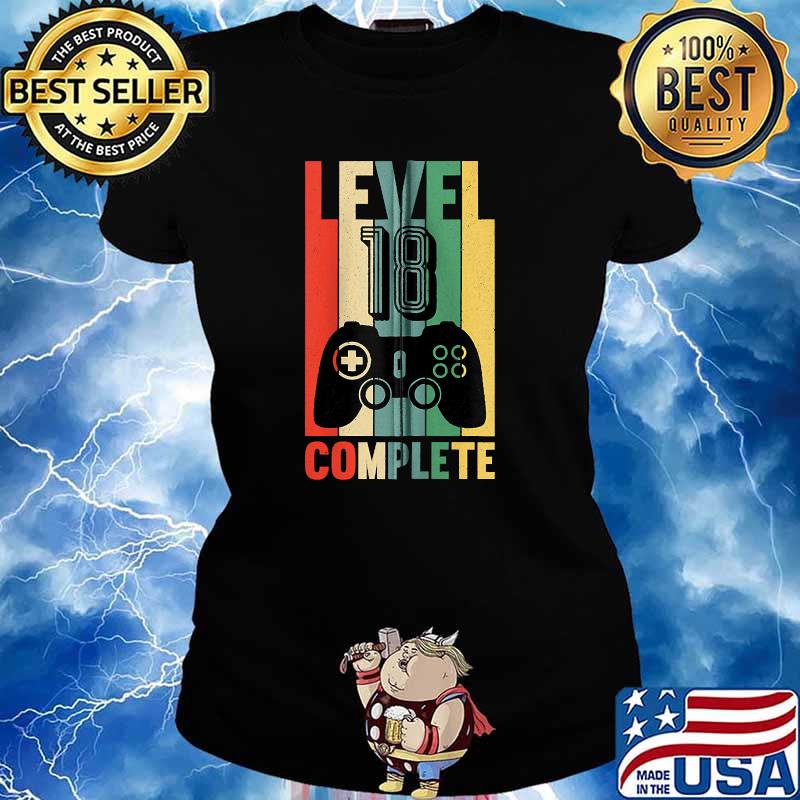 Birthday Gamer Level 18 Complete Retro Birthday Party T-Shirt Ladies tee
