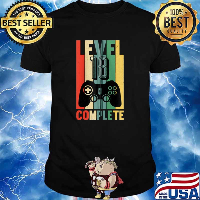Birthday Gamer Level 18 Complete Retro Birthday Party T-Shirt