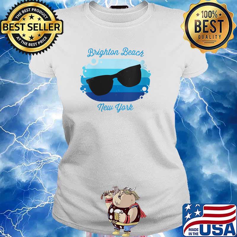 Brighton Beach NY New York Souvenir Nautical Surfer T-Shirt Ladies tee