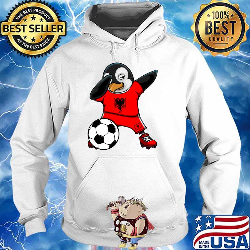 Dabbing Penguin Albania Soccer Fans Jersey Football Lovers T-Shirt Hoodie