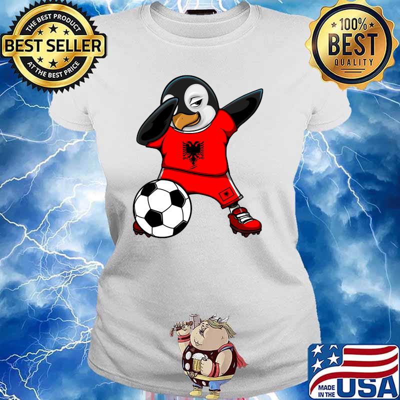 Dabbing Penguin Albania Soccer Fans Jersey Football Lovers T-Shirt Ladies tee