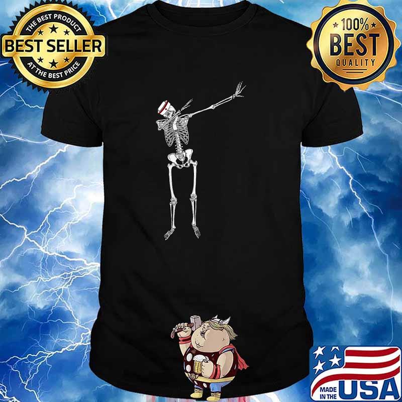 Dabbing Skeleton Nurse Dab Pose Halloween Costume T-Shirt