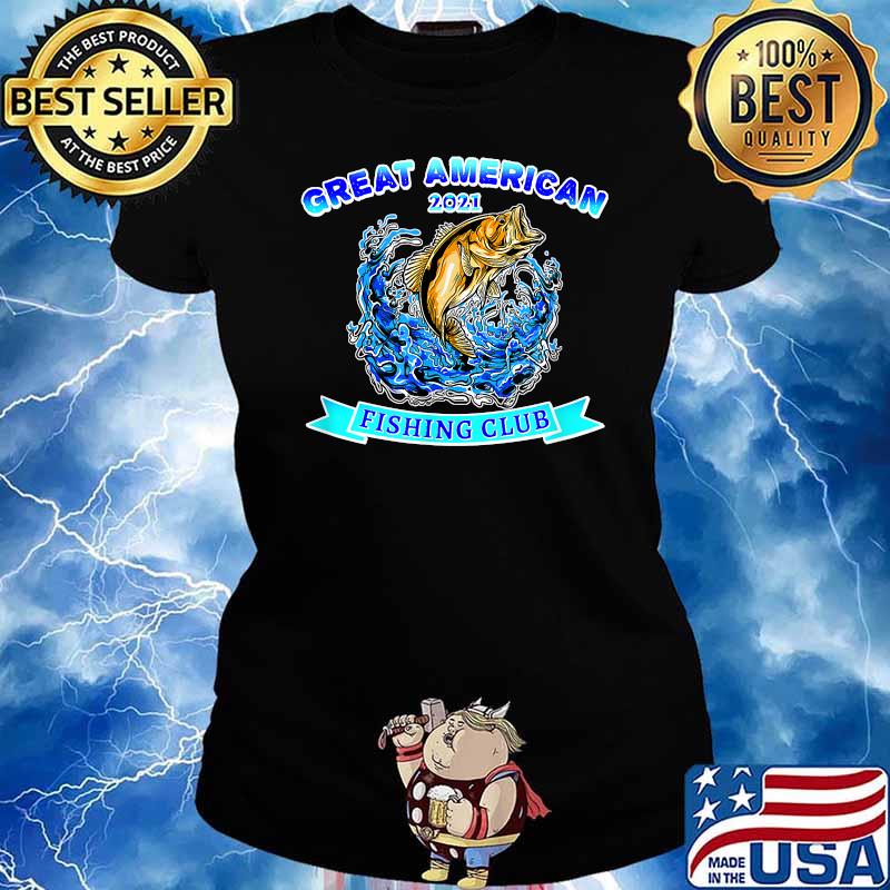 Great American Fishing Club Bass Fisherman Fish Lake T-Shirt Ladies tee