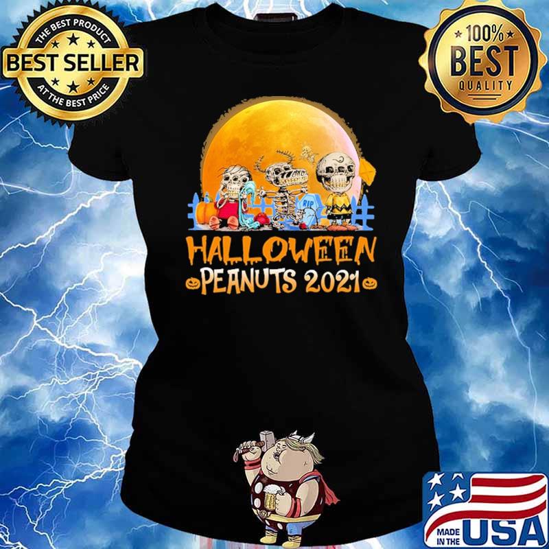 Halloween Peanuts 2021 Snoopy Skull Blood Moon Shirt Ladies tee