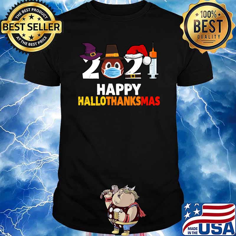 Happy Hallothanksmas 2021 Thanksgiving Turkey Wearing Mask T-Shirt