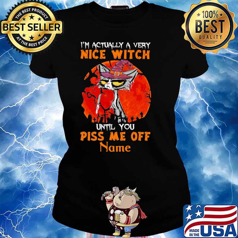I'm Actually A Very Nice Witch Until You Piss Me Off Cat Blood Moon Shirt Ladies tee