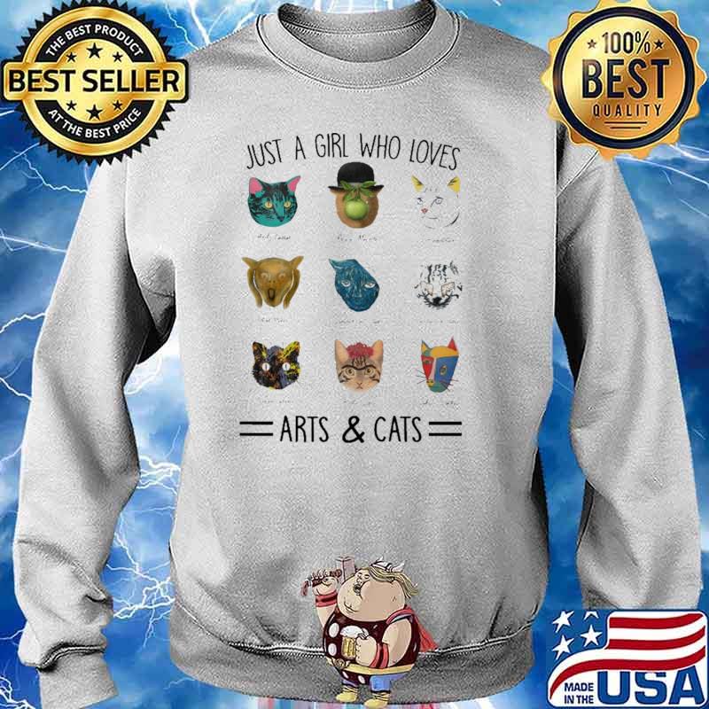 Just A Girl Who Loves Arts And Cats Shirt Sweater