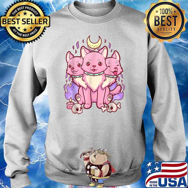 Kawaii Pastel Goth Cute Creepy 3 Headed Dog T-Shirt Sweater