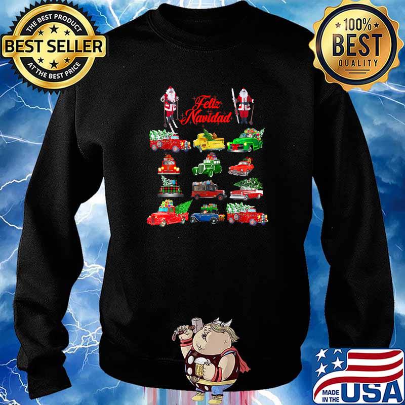 Merry Christmas Santas Vintage Cars T-Shirt Sweater