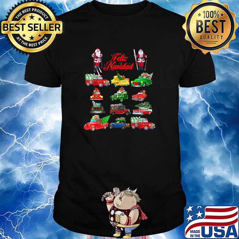 Merry Christmas Santas Vintage Cars T-Shirt
