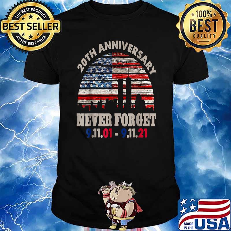 Never Forget 911 20th Anniversary Patriot Day USA Flag T-Shirt