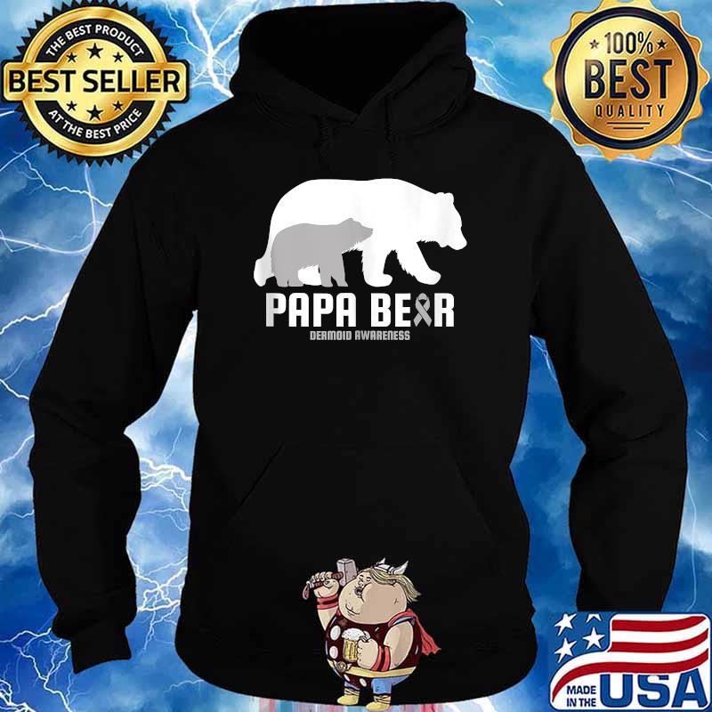 Papa Bear Dermoid Awareness Brain Cancer Related Ribbon T-Shirt Hoodie