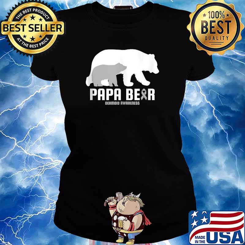 Papa Bear Dermoid Awareness Brain Cancer Related Ribbon T-Shirt Ladies tee