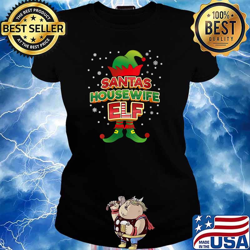 Santas Housewife Elf X-Mas Matching Pajama Party Family T-Shirt Ladies tee