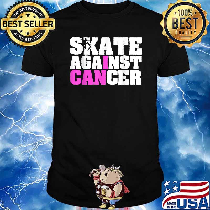 Skater Against Breast Cancer Awareness Pinktober Pink Ribbon T-Shirt