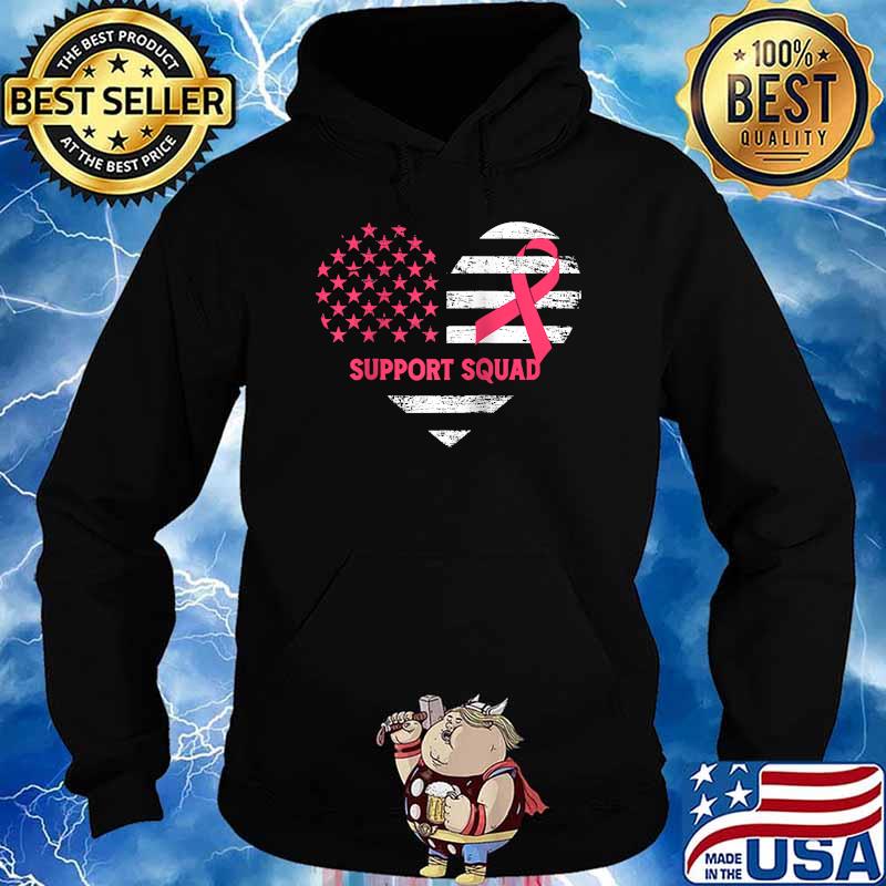 Support Squad Raglan Baseball Family Breast Cancer Awareness Pink Ribbon T-Shirt Hoodie