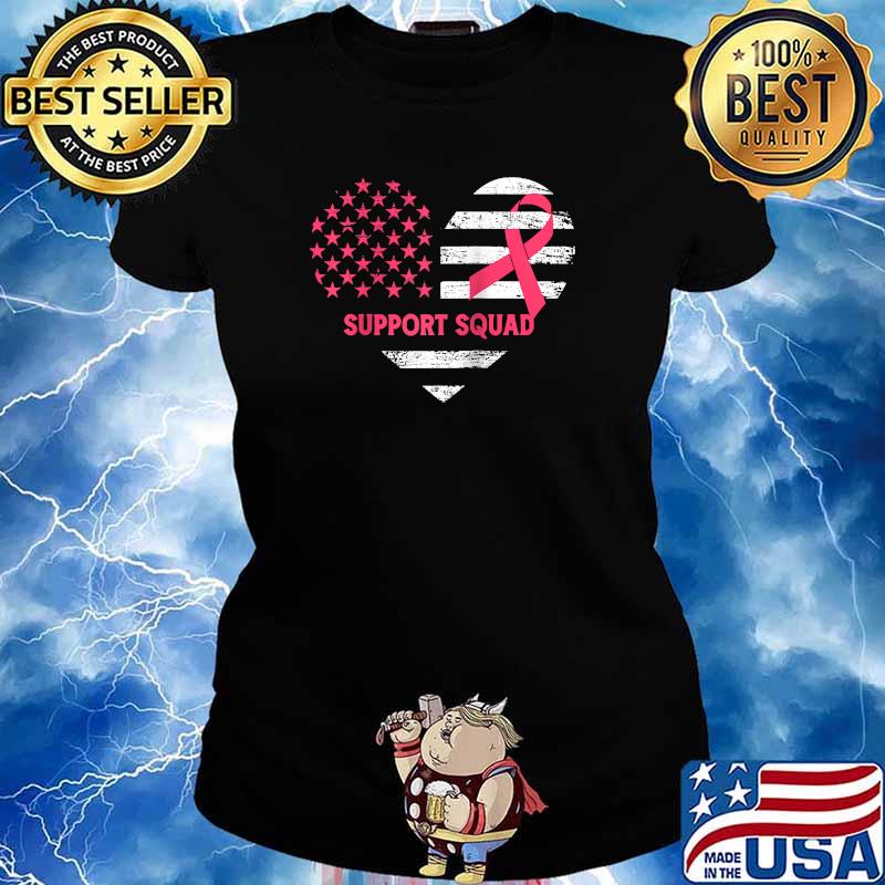 Support Squad Raglan Baseball Family Breast Cancer Awareness Pink Ribbon T-Shirt Ladies tee