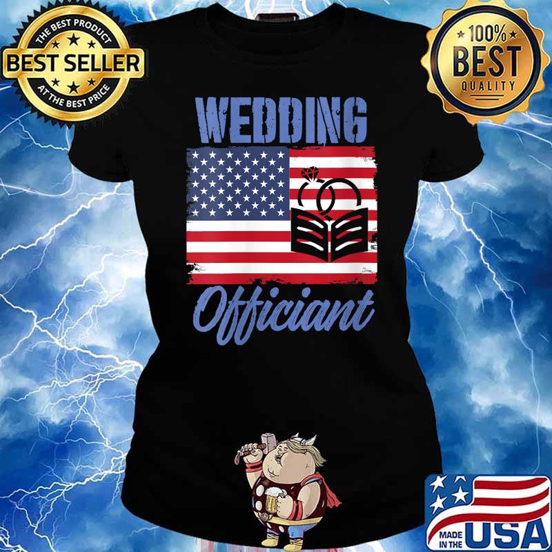 Wedding Officiant Internet Ordained Minister American Flag T-Shirt Ladies tee