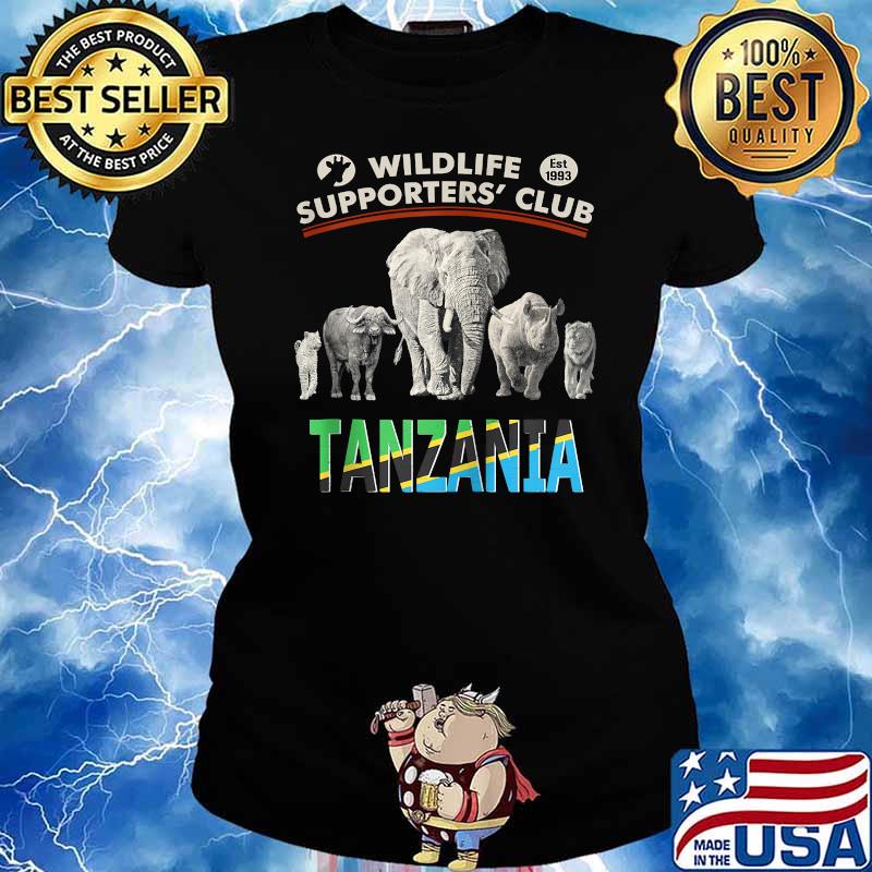 Wildlife Supporters Club Tanzania Pride Big 5 on Back for Wildlife T-Shirt Ladies tee