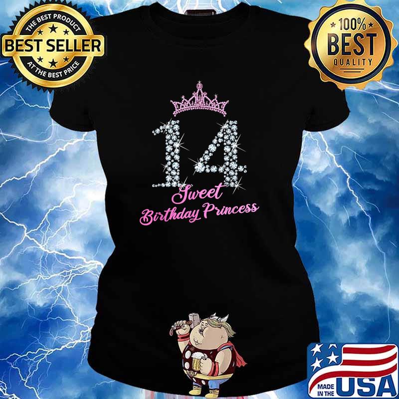14 Years Sweet Birthday Princess Pink Tiara T-Shirt Ladies tee
