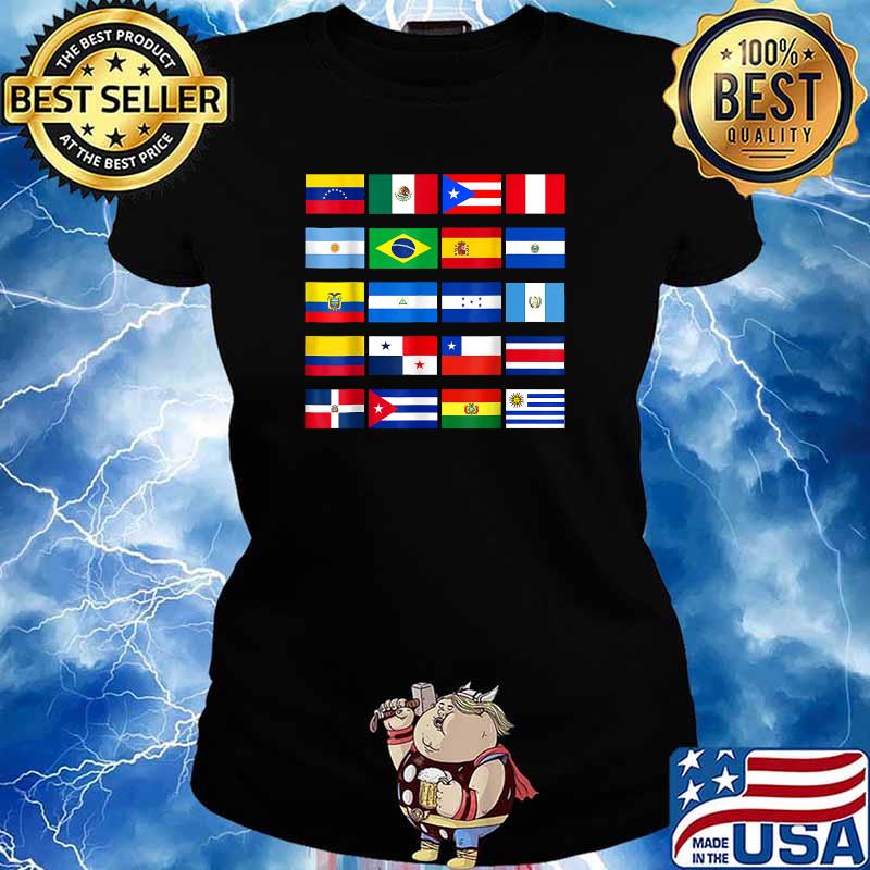 All Latin American Flags Latino Hispanic Heritage Month T-Shirt Ladies tee