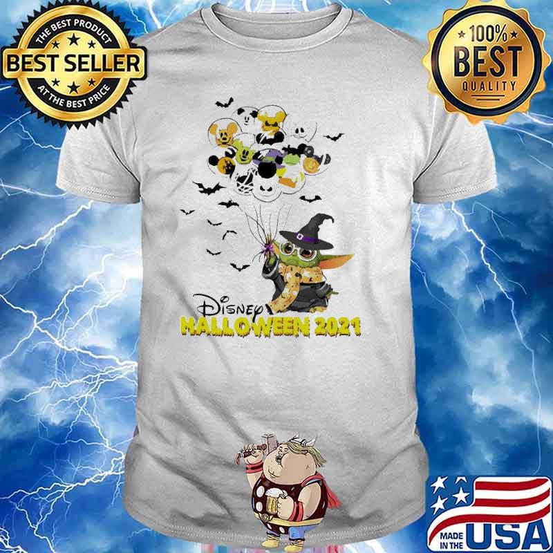 Baby Yoda and Mickey Mouse balloon Disney halloween shirt