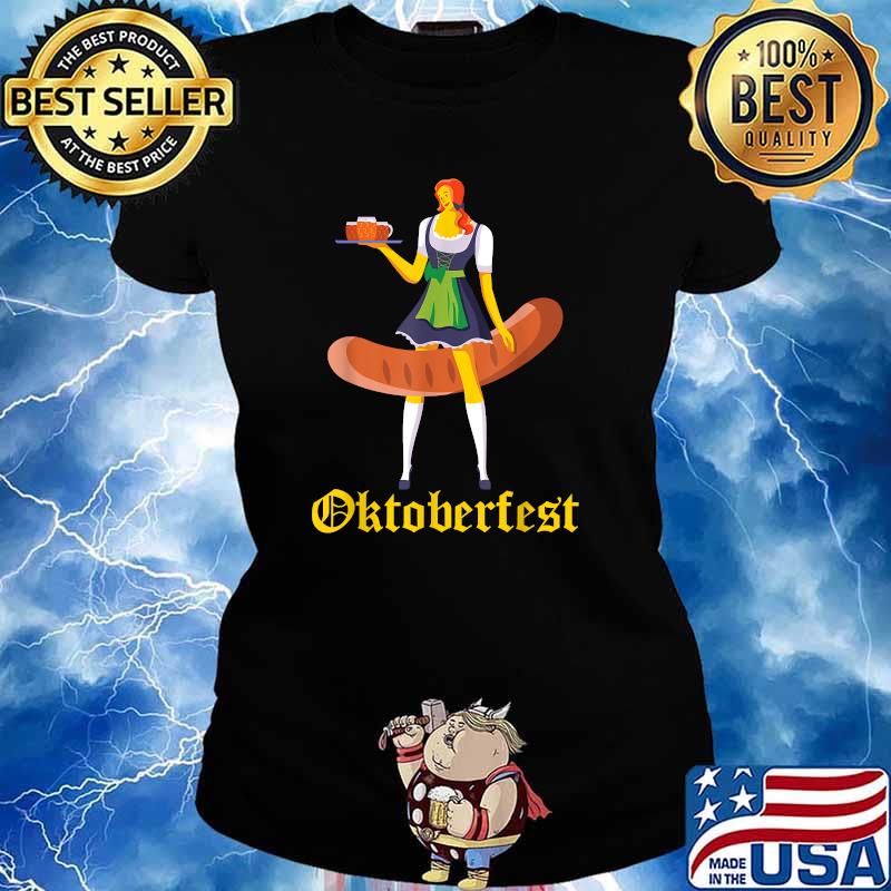 Barmaid Oktoberfest German Woman Dirndl Bratwurst T-Shirt Ladies tee