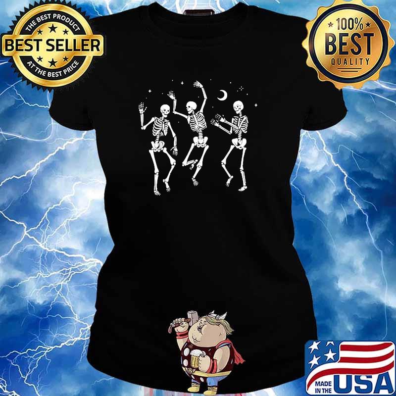 Dancing Skeletons Happy Halloween T-Shirt Ladies tee