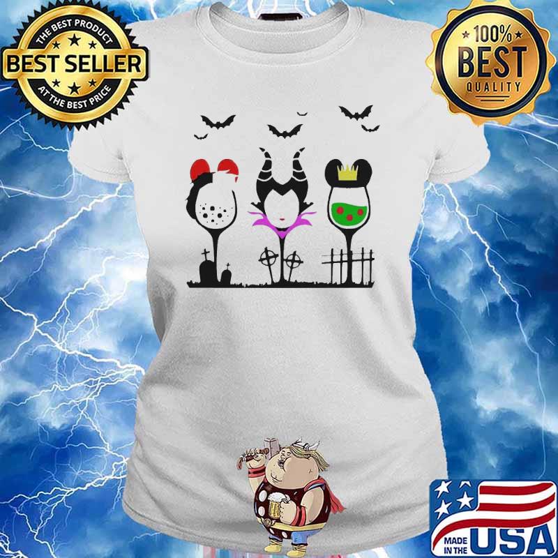 Disney Villains cruella devil Maleficent evil queen wine halloween s Ladies tee
