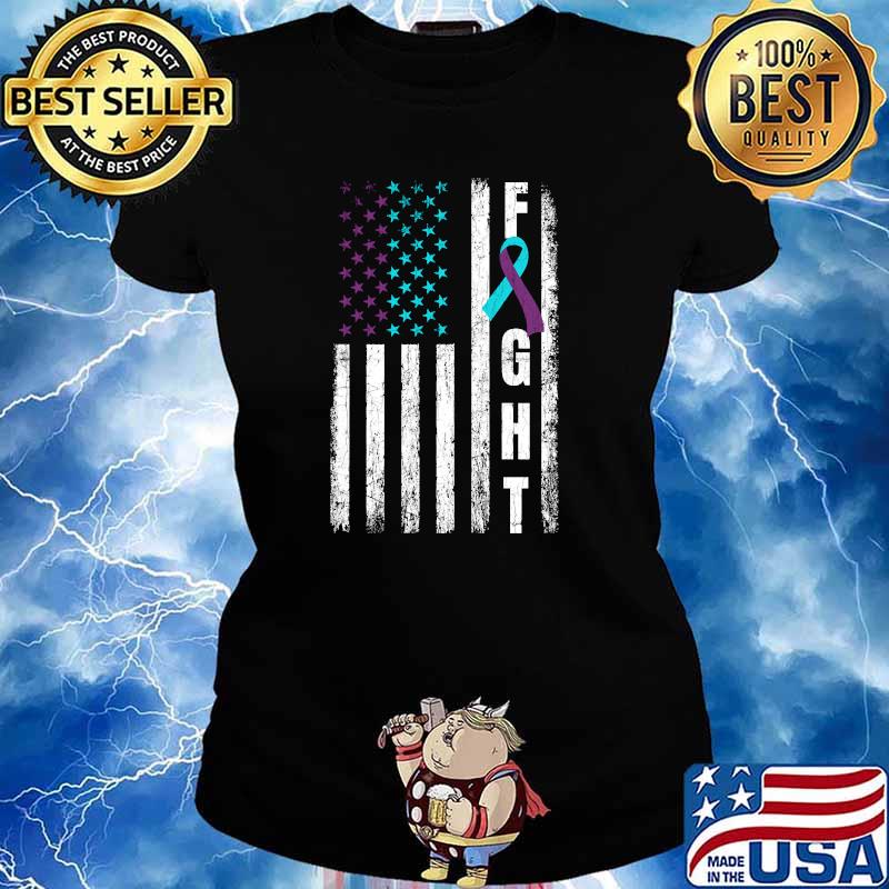 Fight USA Flag Happy Suicide Prevention Awareness T-Shirt Ladies tee