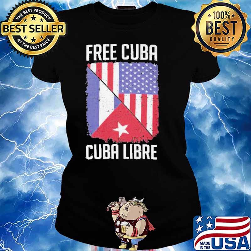 FREE CUBA CUBA LIBRE AMERICAN FLAG SHIRT Ladies tee