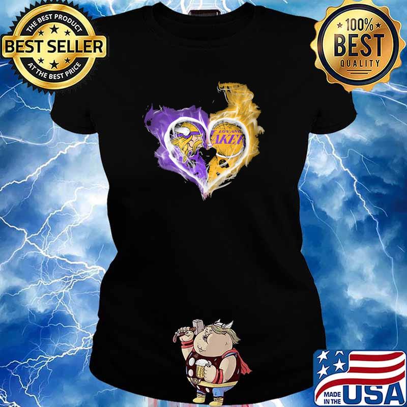 Heart Skull minnesota vikings vs los angeles lakers football Shirt Ladies tee