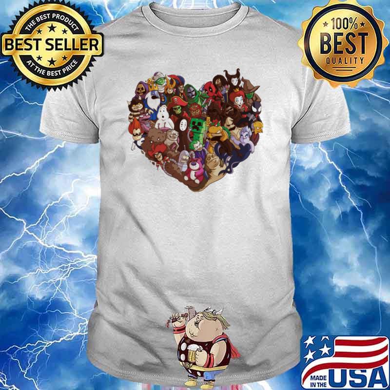 Heart zombie superheroes villains horror movie halloween shirt