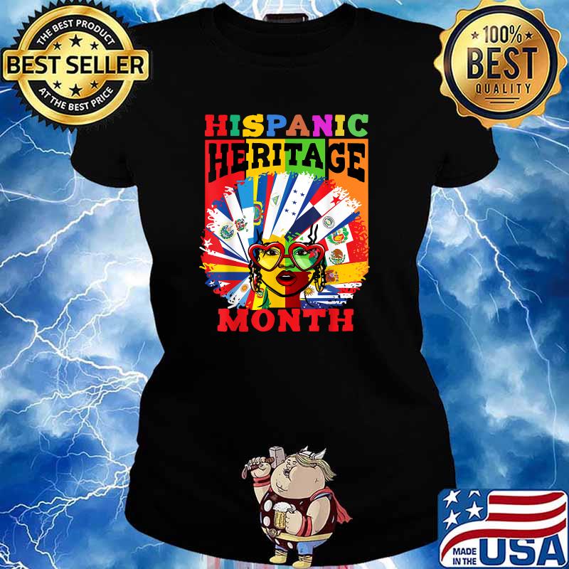 Hispanic Heritage Month Countries Latino Flags Vintage T-Shirt Ladies tee