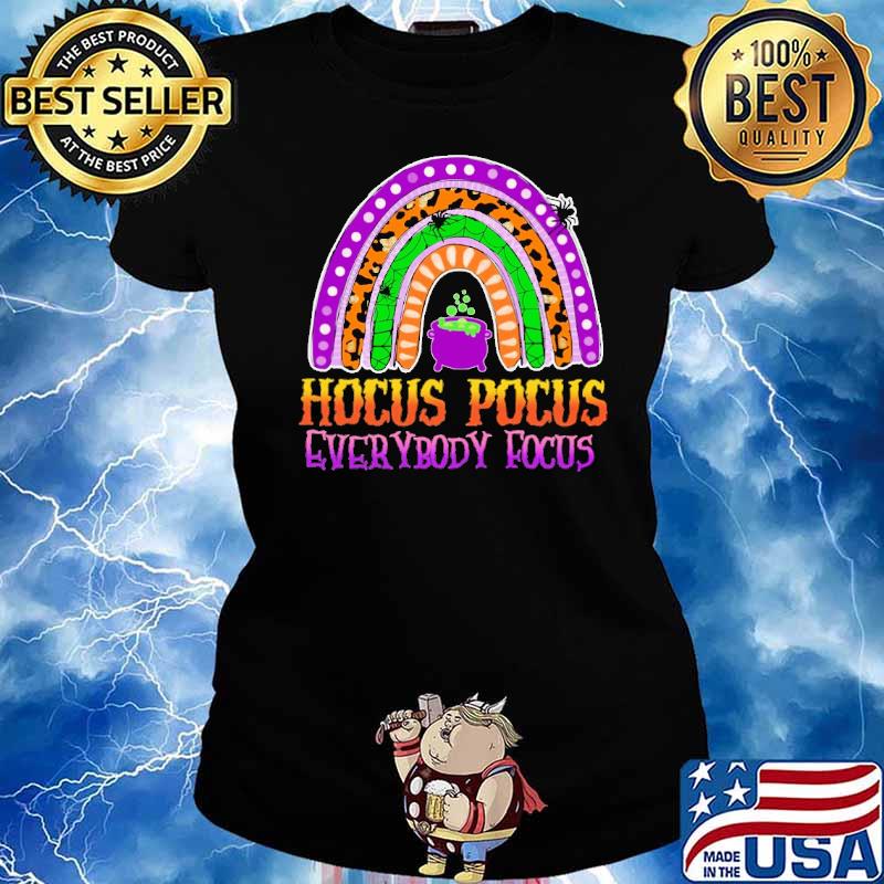 Hocus focus everybody focus rainbow leopard halloween s Ladies tee