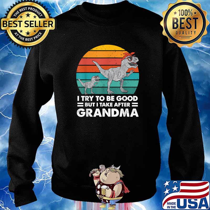 I Try To Be Good But I Take After My Grandma Dinosaur Vintage SUnset T-Shirt Sweater