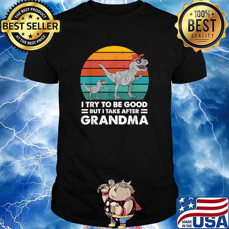 I Try To Be Good But I Take After My Grandma Dinosaur Vintage SUnset T-Shirt